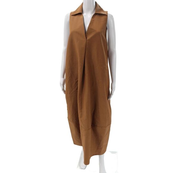 CO Dresses & Skirts - CO Women Collared Sleeveless Maxi Dress Brown Pullover Size M